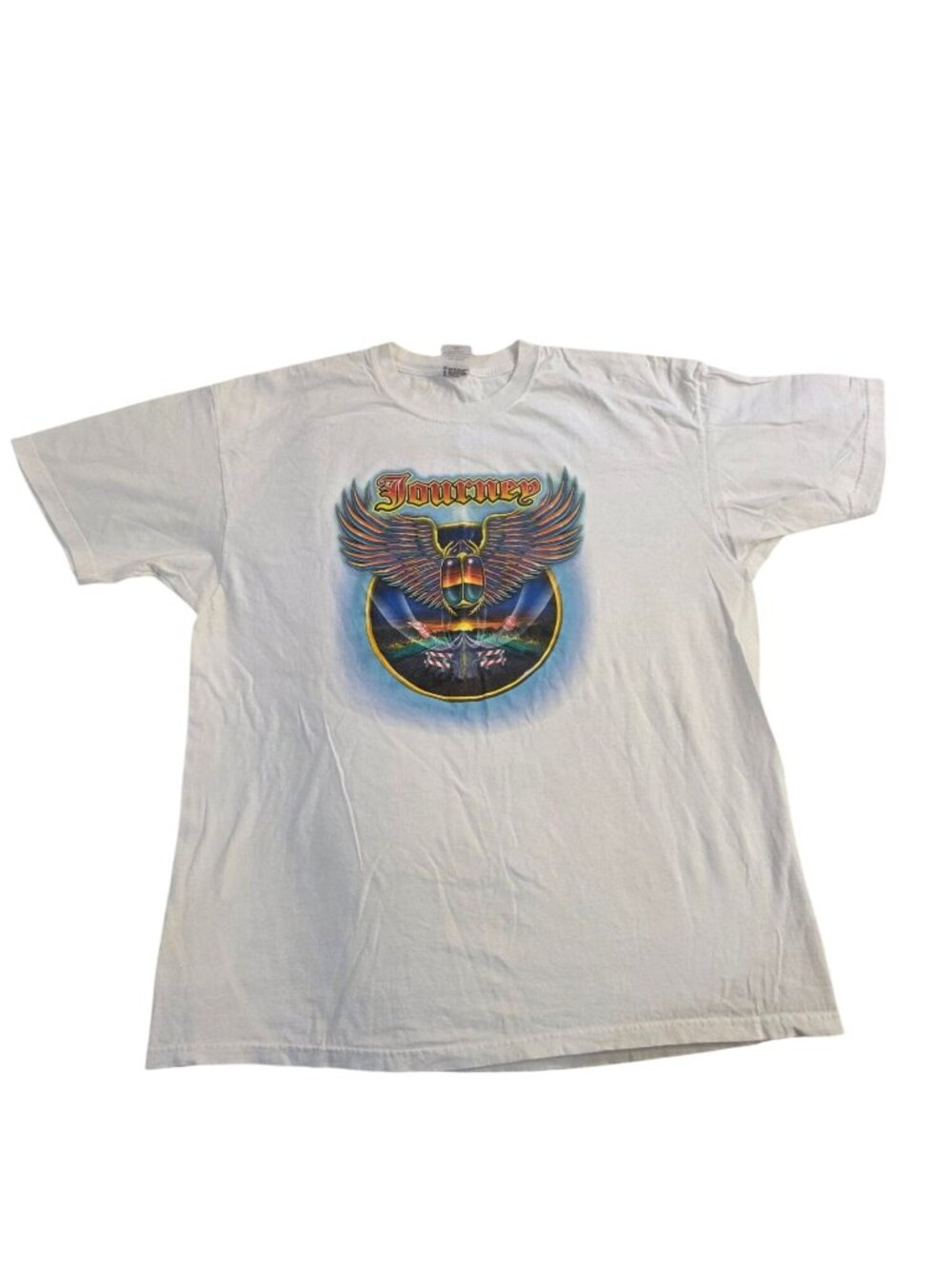 Journey Detour Tour 2004 Concert T-Shirt White XL Anvil 100% Cotton Band Tee